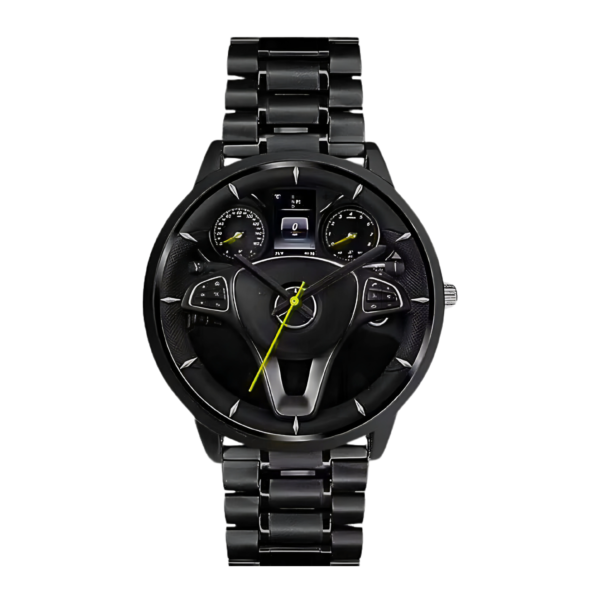 JollyBilly Men's Car Steering Wheel Inspired Analogue Wrist Watch, || Analog Stainless Steel || Quartz Movement|| Men's Black Stainless Steel Watch