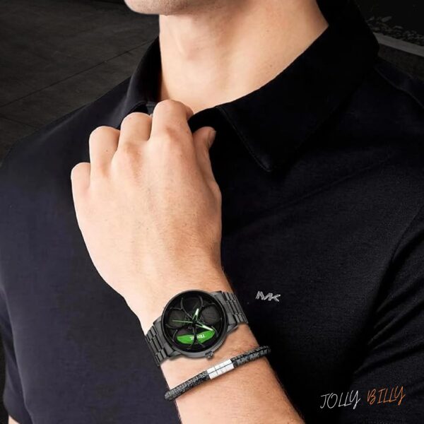 JollyBiily Tencil 2.0 | Car Spinning Wheel Dial with Black Coated Stainless Steel Chain & Butterfly Double Snap Lock for Men & Boys - Image 5