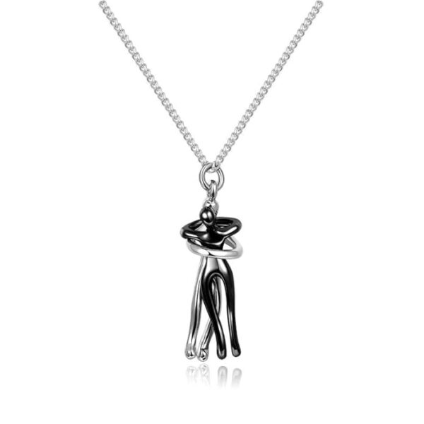 JollyBilly Couple Hug Pendant With Chain Affectionate Snuggle Hugging Necklace Gift for Women & Girls Men & Boys (In Silver Or Alloy) - Image 4