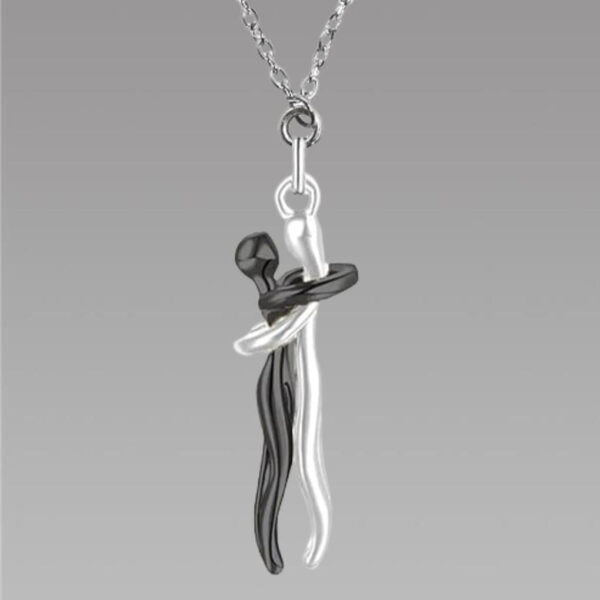 JollyBilly Couple Hug Pendant With Chain Affectionate Snuggle Hugging Necklace Gift for Women & Girls Men & Boys (In Silver Or Alloy) - Image 3